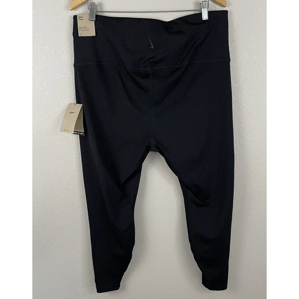 Nike Yoga Womens 2X Black Dri Fit High Rise 7/8 Length Legging Pant
